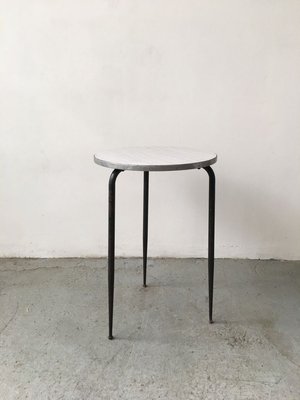 Mid-Century Dining Table with Laminate Top & Black Iron Structure-GGK-741630