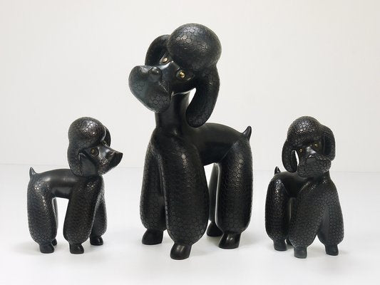 Mid-Century Dog Poodle Sculptures by Leopold Anzengruber, 1950s, Set of 2-MWV-1743504