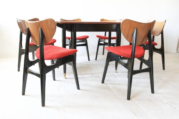 Mid-Century Drop Leaf Table with Butterfly Dining Chairs by E. Gomme for G-Plan, Set of 7-OXJ-949683