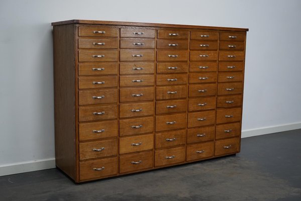 Mid-Century Dutch Industrial Apothecary Cabinet in Oak-XO-1262905