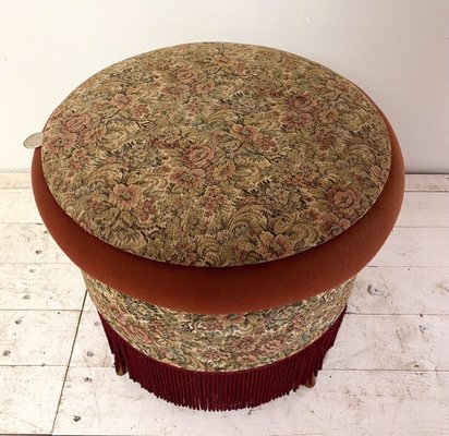 Mid-Century Dutch Ottoman Pouf with Fringes, 1960s-WZZ-1152655