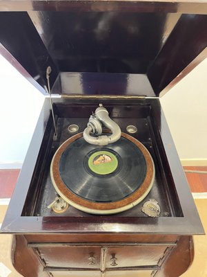 Mid-Century English Hand-Cranked Gramophone with Records, 1930s-YST-2022830