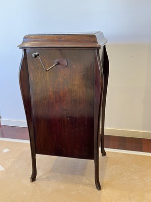 Mid-Century English Hand-Cranked Gramophone with Records, 1930s-YST-2022830