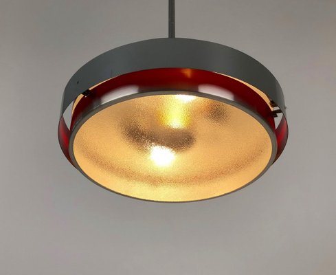 Mid-Century Equatorial Pendant Lamp with Red-Colored Light Effect, 1950s-BAF-763427