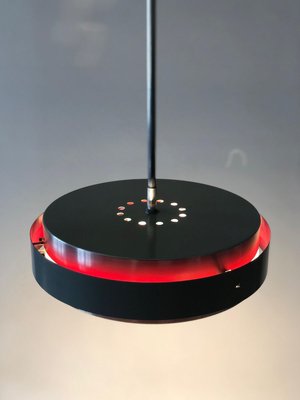 Mid-Century Equatorial Pendant Lamp with Red-Colored Light Effect, 1950s-BAF-763427