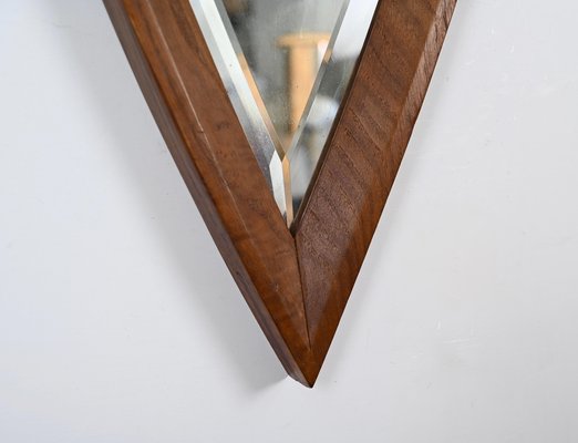 Mid-Century Eye-Shaped Wall Beveled Mirror with Walnut Frame, 1950s-JDR-1764117