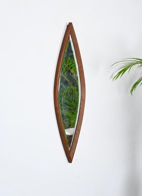 Mid-Century Eye-Shaped Wall Beveled Mirror with Walnut Frame, 1950s-JDR-1764117