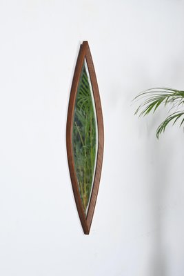 Mid-Century Eye-Shaped Wall Beveled Mirror with Walnut Frame, 1950s-JDR-1764117