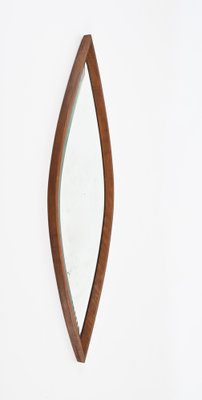 Mid-Century Eye-Shaped Wall Beveled Mirror with Walnut Frame, 1950s-JDR-1764117