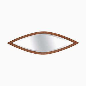 Mid-Century Eye-Shaped Wall Beveled Mirror with Walnut Frame, 1950s-JDR-1764117