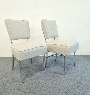 Mid-Century Fabric & Tubular Steel Dining Chairs in Bauhaus Style by Jozsef Peresztegi, 1960s, Set of 2-XCG-1427882