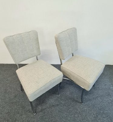 Mid-Century Fabric & Tubular Steel Dining Chairs in Bauhaus Style by Jozsef Peresztegi, 1960s, Set of 2-XCG-1427882