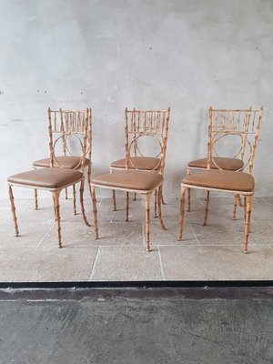 Mid-Century Faux Bamboo and Aluminium Dining Chairs, Set of 6-TDA-1376291