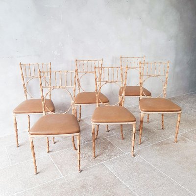 Mid-Century Faux Bamboo and Aluminium Dining Chairs, Set of 6-TDA-1376291