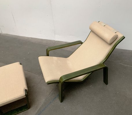 Mid-Century Finnish Pulkka Lounge Chair with Ottoman by Ilmari Lappalainen for Asko, Set of 2-UAH-1117778