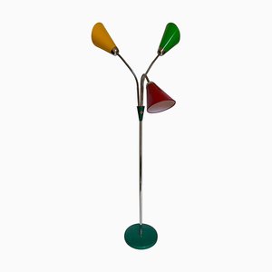 Mid-Century Floor Lamp with 3 Shades in Yellow, Green & Red from Lidokov, 1956-BAF-763516