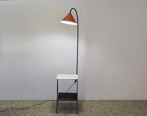 Mid-Century Floor Lamp with Attached Coffee Table and Magazine Rack, 1950s-HS-1787698