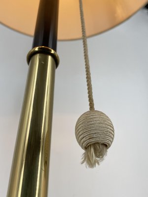 Mid-Century Floor Lamp with Brass Base and Fabric Shade by Bag Turgi, Switzerland, 1950s-CZ-2018260