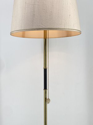 Mid-Century Floor Lamp with Brass Base and Fabric Shade by Bag Turgi, Switzerland, 1950s-CZ-2018260