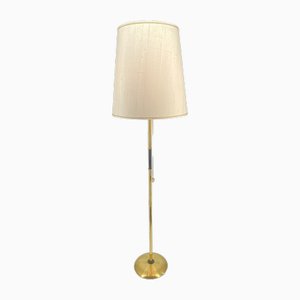 Mid-Century Floor Lamp with Brass Base and Fabric Shade by Bag Turgi, Switzerland, 1950s-CZ-2018260