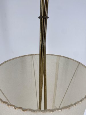 Mid-Century Floor Lamp with Brass Base and Fabric Shade, Germany, 1950s-CZ-2018291