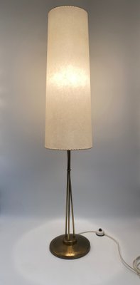 Mid-Century Floor Lamp with Brass Base and Fabric Shade, Germany, 1950s-CZ-2018291