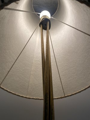 Mid-Century Floor Lamp with Brass Base and Fabric Shade, Germany, 1950s-CZ-2018291