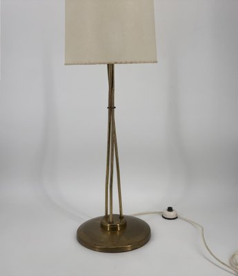 Mid-Century Floor Lamp with Brass Base and Fabric Shade, Germany, 1950s-CZ-2018291