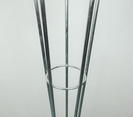 Mid-Century Floor Lamp with Chrome Base & 5 White Glass Shades-FH-1700611