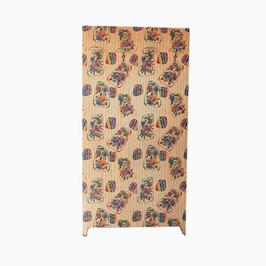 Mid-Century Floral Vinyl Coat Panel with 4 Brass Hooks, 1950s-GGK-640634