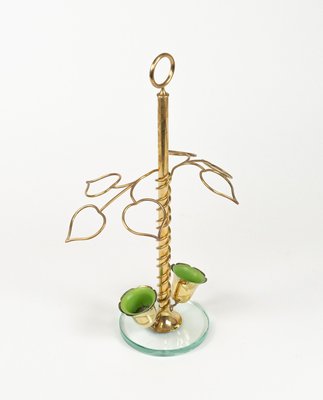 Mid-Century Flower Umbrella Stand in Glass and Brass in the style of Cristal Arte, Italy, 1960s-LYQ-2027450