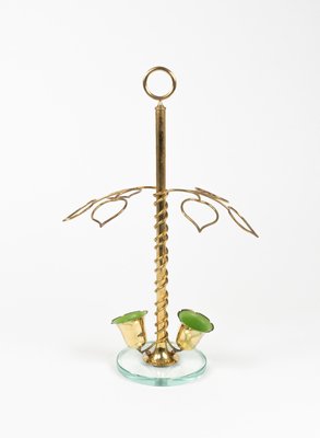 Mid-Century Flower Umbrella Stand in Glass and Brass in the style of Cristal Arte, Italy, 1960s-LYQ-2027450