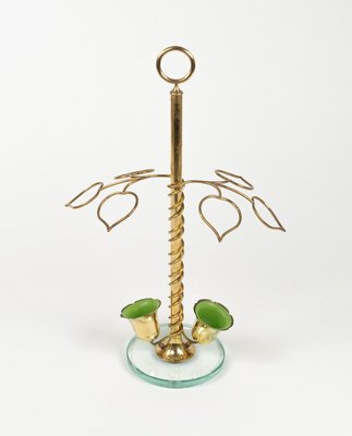 Mid-Century Flower Umbrella Stand in Glass and Brass in the style of Cristal Arte, Italy, 1960s-LYQ-2027450