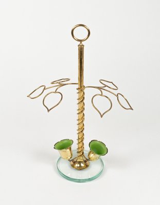 Mid-Century Flower Umbrella Stand in Glass and Brass in the style of Cristal Arte, Italy, 1960s-LYQ-2027450