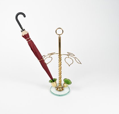 Mid-Century Flower Umbrella Stand in Glass and Brass in the style of Cristal Arte, Italy, 1960s-LYQ-2027450