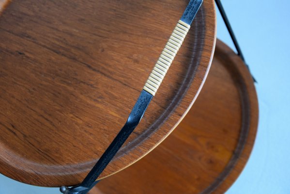 Mid-Century Foldable Teak Bar Trolley-IEI-912777