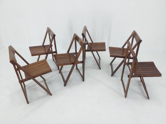 Mid-Century Folding Chairs by Aldo Jacober for Alberto Bazzani, 1960s, Set of 6-TZ-1092363