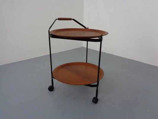 Mid-Century Folding Teak & Metal Serving Bar Cart, 1960s-RDW-1384703