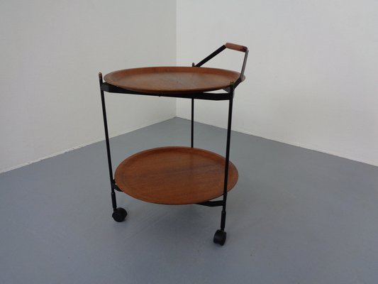 Mid-Century Folding Teak & Metal Serving Bar Cart, 1960s-RDW-1384703