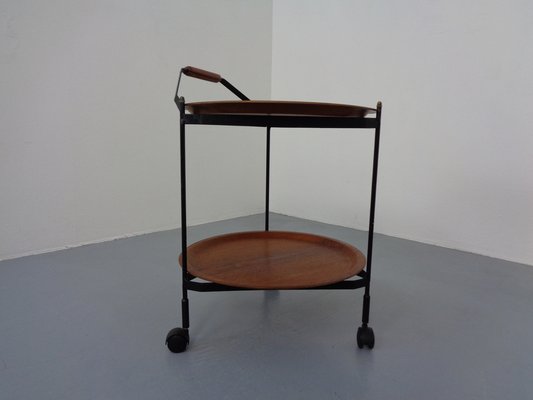 Mid-Century Folding Teak & Metal Serving Bar Cart, 1960s-RDW-1384703