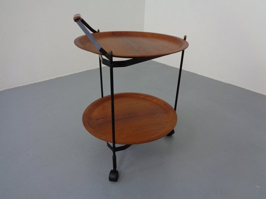 Mid-Century Folding Teak & Metal Serving Bar Cart, 1960s-RDW-1384703