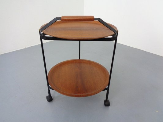 Mid-Century Folding Teak & Metal Serving Bar Cart, 1960s-RDW-1384703