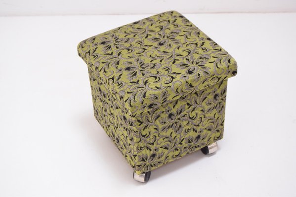 Mid-Century Footstool with Wheels, 1970s-TZ-982912