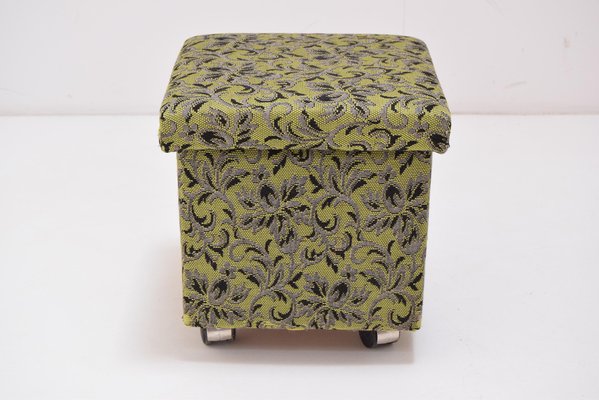 Mid-Century Footstool with Wheels, 1970s-TZ-982912