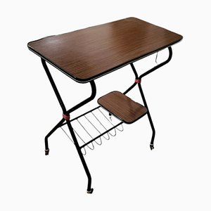 Mid-Century Formica Side Table on Wheels-TCS-1796379