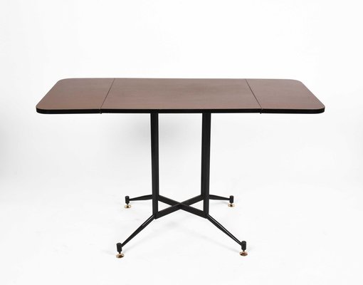 Mid-Century Formica Steel and Brass Table by Laminati Plastici for Gardella, Italy, 1950s-JDR-1126091