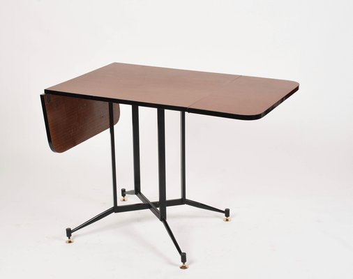 Mid-Century Formica Steel and Brass Table by Laminati Plastici for Gardella, Italy, 1950s-JDR-1126091