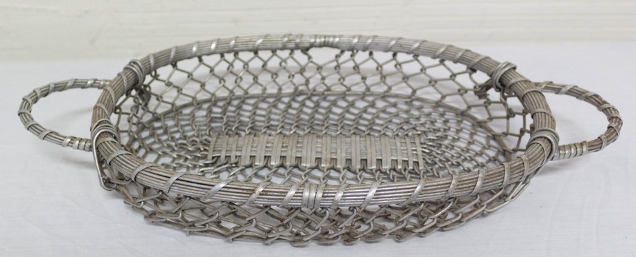 Mid-Century French Aluminium Basket Centerpiece-RIU-1078179