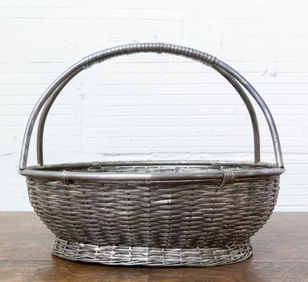 Mid-Century French Aluminium Basket Centerpiece-RIU-1078193