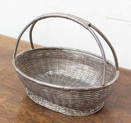 Mid-Century French Aluminium Basket Centerpiece-RIU-1078193